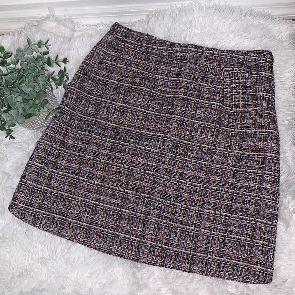 High Waist Plaid Tweed Skirt